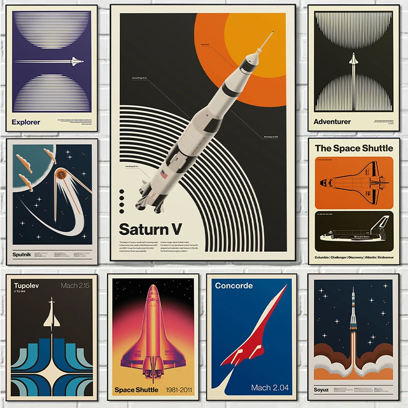 Retro Abstract Space Shuttle S - Star Map Poster incelemesi ve fiyatı