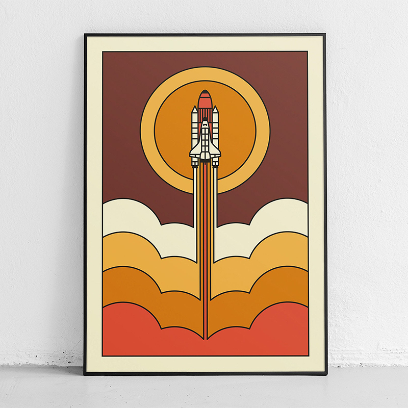 Retro Abstract Space Shuttle S - Star Map Poster incelemesi ve fiyatı
