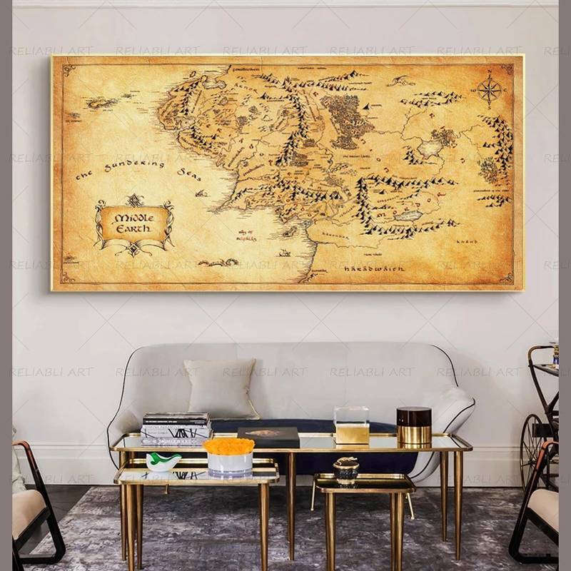 Retro The-Lord-of-Rings Map Po - Star Map Poster incelemesi ve fiyatı