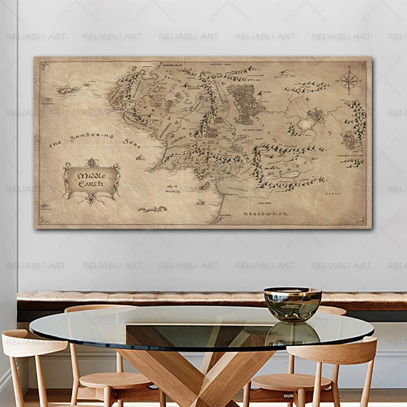 Retro The-Lord-of-Rings Map Po - Star Map Poster incelemesi ve fiyatı