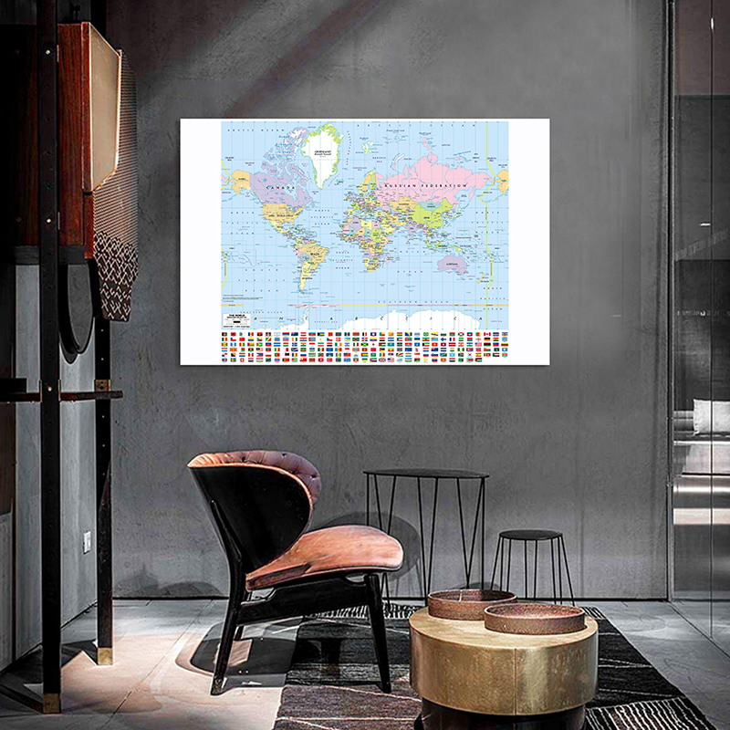 The World Map with National Fl - Star Map Poster incelemesi ve fiyatı