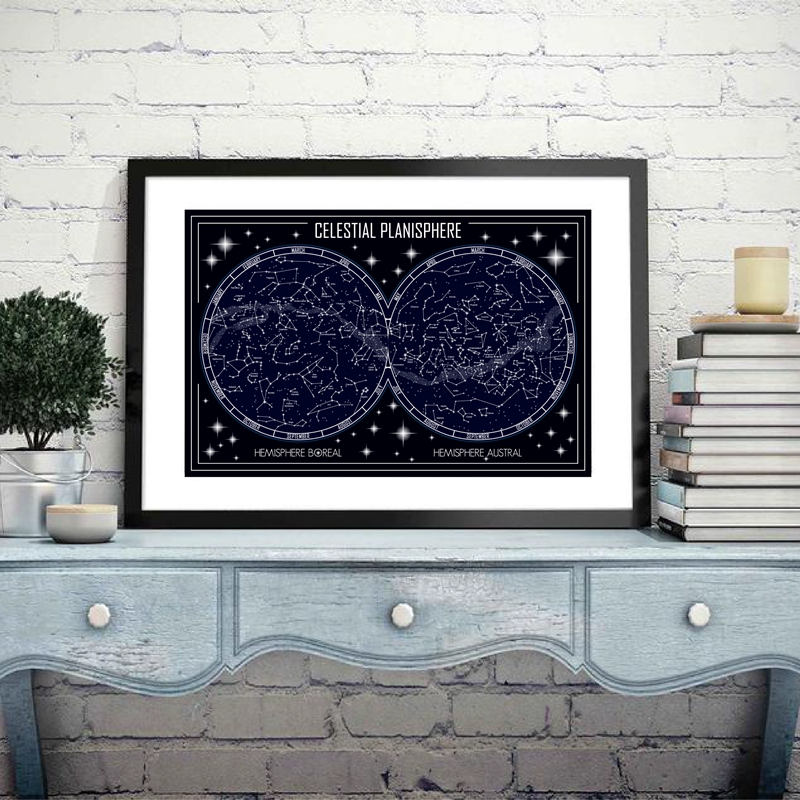 Celestial Planisphere Map Canv - Star Map Poster incelemesi ve fiyatı