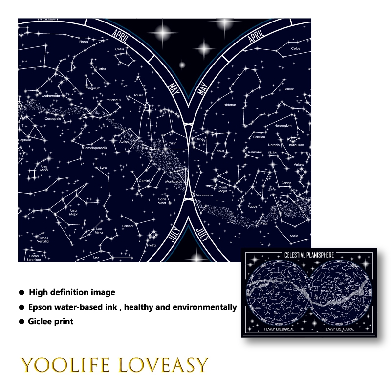 Celestial Planisphere Map Canv - Star Map Poster incelemesi ve fiyatı