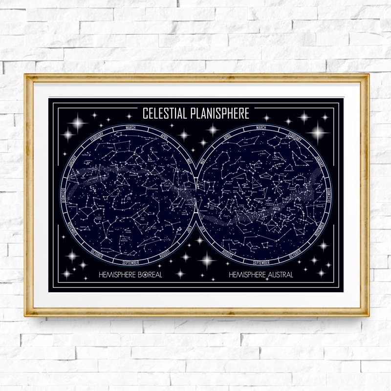 Celestial Planisphere Map Canv - Star Map Poster incelemesi ve fiyatı